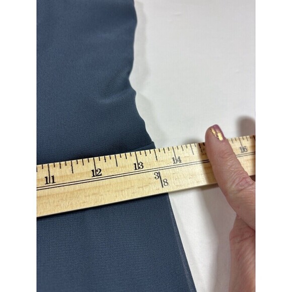 Show Me Your Mumu Clair Mid Dress Blue Grey Medium Smocked Back Dquare Neck Slit - Picture 8 of 16